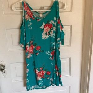 Bright Floral Cold Shoulder Top